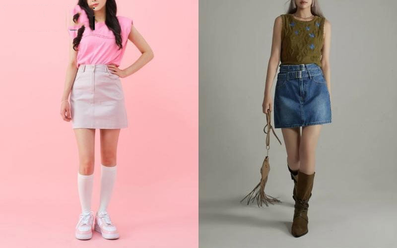 Cách phối chân váy chữ A và áo tank top