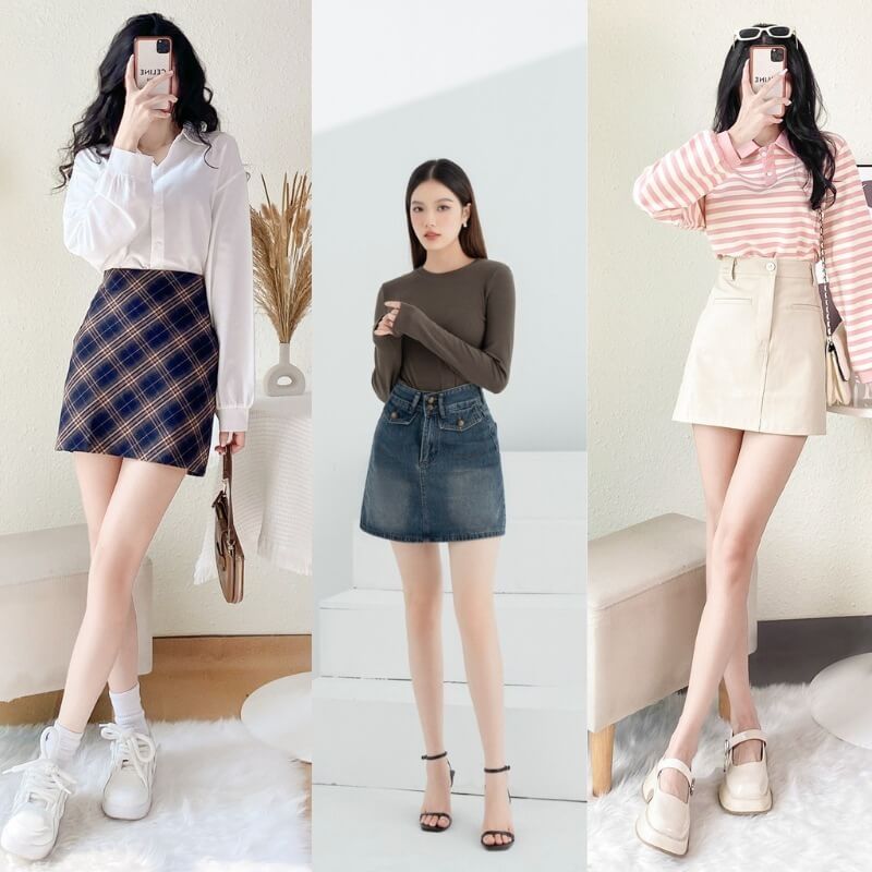 Mẹo phối đồ với chân váy chữ A theo dáng người