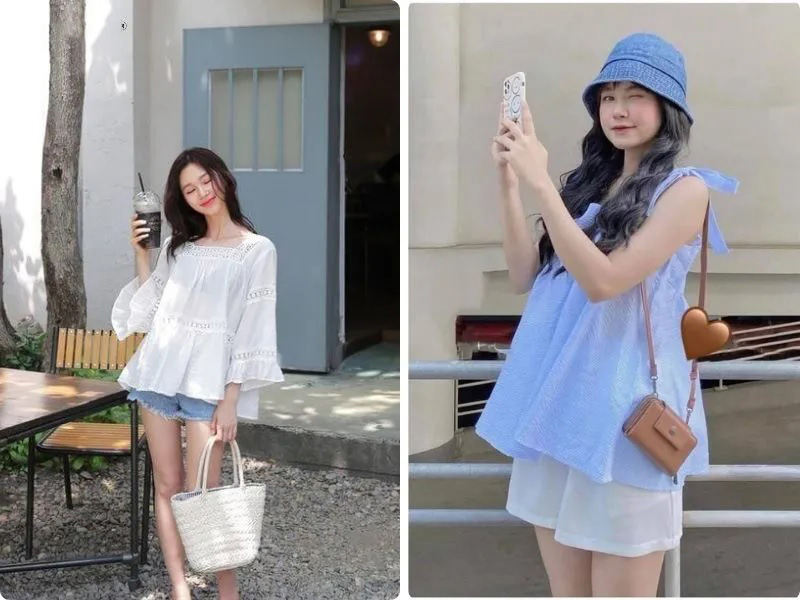 Áo babydoll với quần short