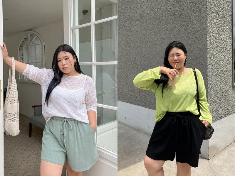 Áo phông + quần short hoặc quần jean ống rộng - Năng động, trẻ trung