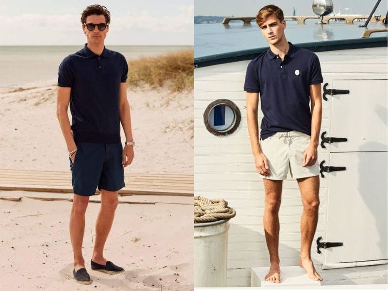 Áo polo phối cùng quần short là lựa chọn lý tưởng cho những ai thích phong cách lịch sự