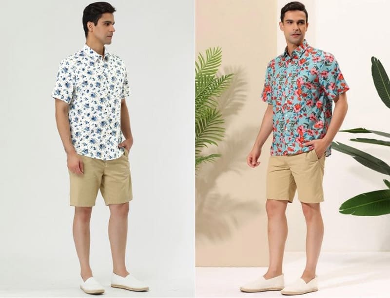 Áo sơ mi Hawaii phối cùng quần kaki hoặc quần linen – Thanh lịch, chỉn chu