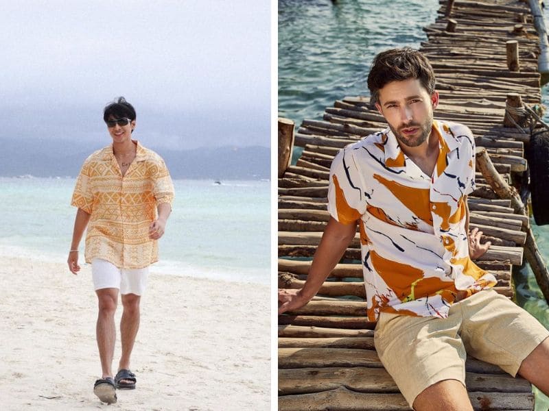 Áo sơ mi họa tiết và quần short là lựa chọn hoàn hảo