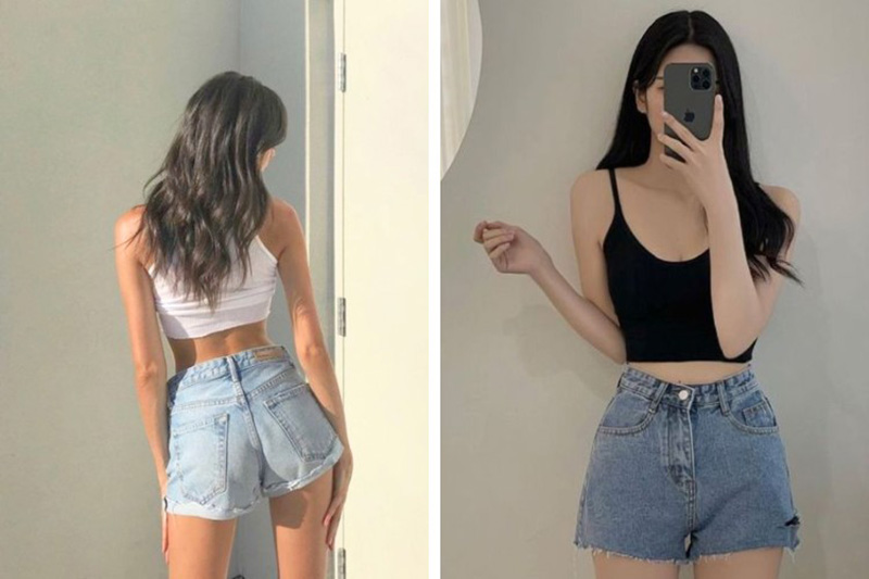 Cá tính với áo hai dây và quần short