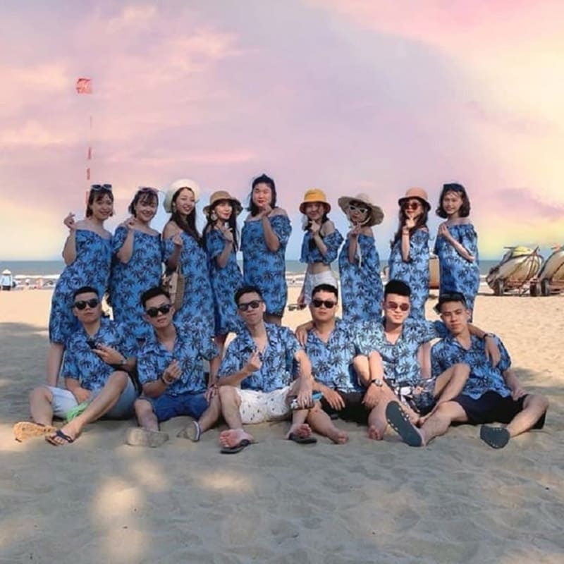 Set váy - áo sơ mi Hawaii đồng phục đi biển cho nhóm cả nam và nữ