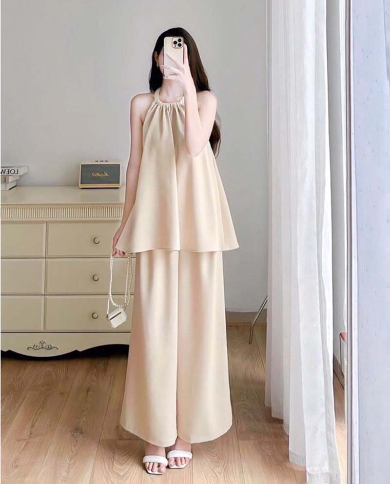 Mix áo yếm và quần ống rộng