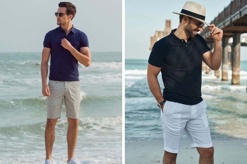 Quần short dù đi biển với áo phông