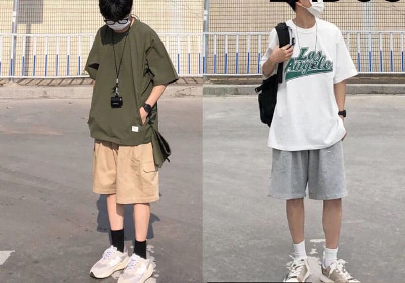 Quần short ống rộng và áo thun oversized sự phóng khoáng, hiện đại