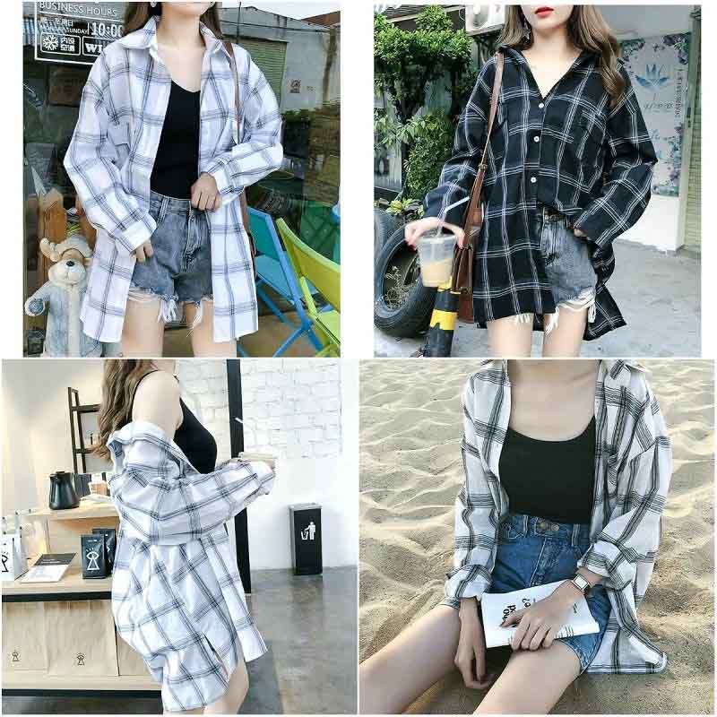 Áo bra top + Quần short + Áo sơ mi khoác ngoài