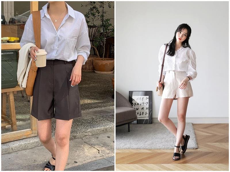 Áo sơ mi mặc với quần short