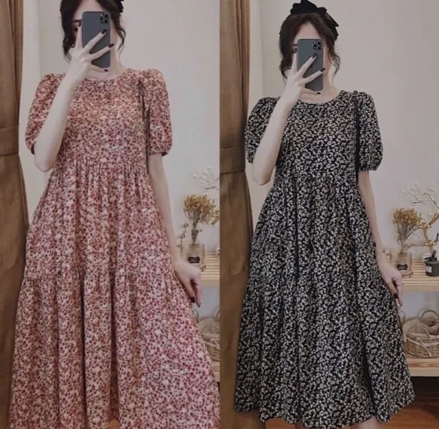 Đầm hoa nhí dáng dài thanh lịch