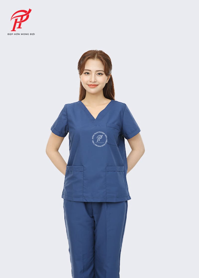 Đồng phục y tế đơn giản màu xanh đậm