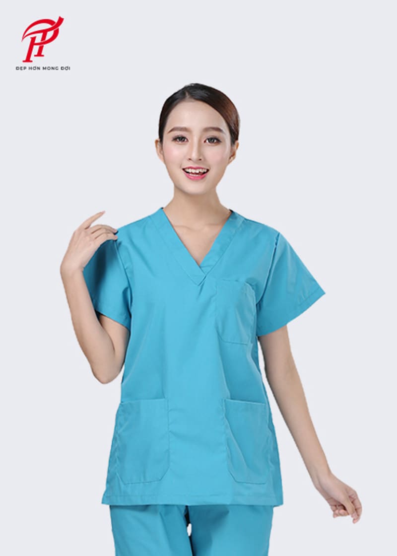 Mẫu đồng phục nhân viên điều dưỡng mà xanh