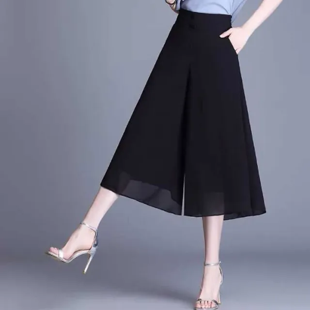 Quần voan lửng ống rộng hai lớp