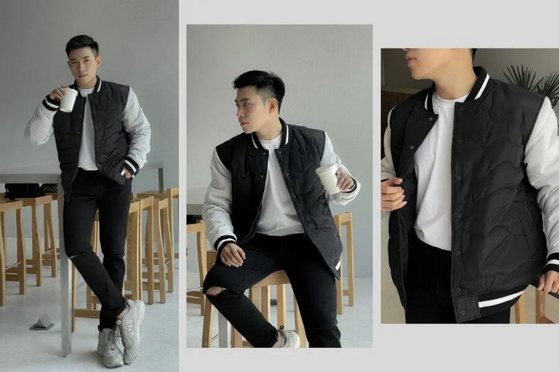 Áo khoác bomber thu đông phối với quần jean là outfit cực cool ngầu dành cho nam