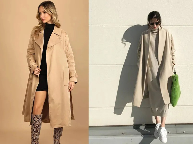 Đầm body ngắn phối áo khoác dạ dáng dài