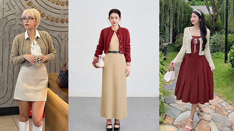 Đầm suông năng động cùng áo cardigan