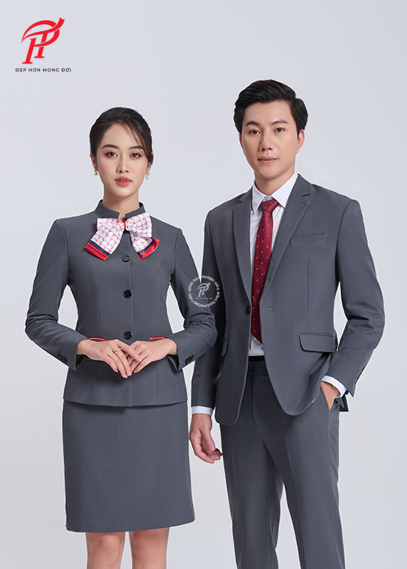 Mẫu vest đồng phục văn phòng hiện đại, lịch lãm kết hợp nơ hoặc cà vạt