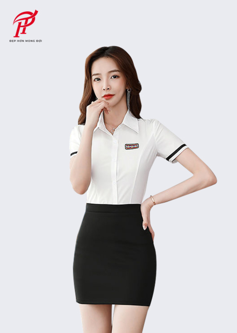 Chân váy zip đơn giản cho nữ nhân viên ngân hàng