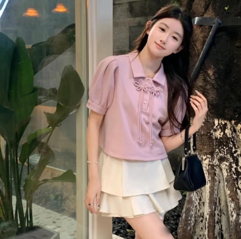 Mẫu chân váy 2 tầng ngắn mix áo cổ polo năng động