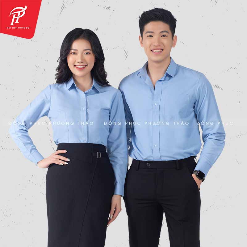 Mẫu áo sơ mi đồng phục nhóm thanh lịch, thích hợp cho môi trường công sở