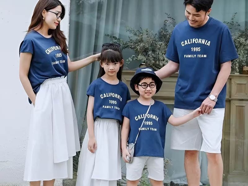 Áo thun cổ tròn đồng phục màu xanh