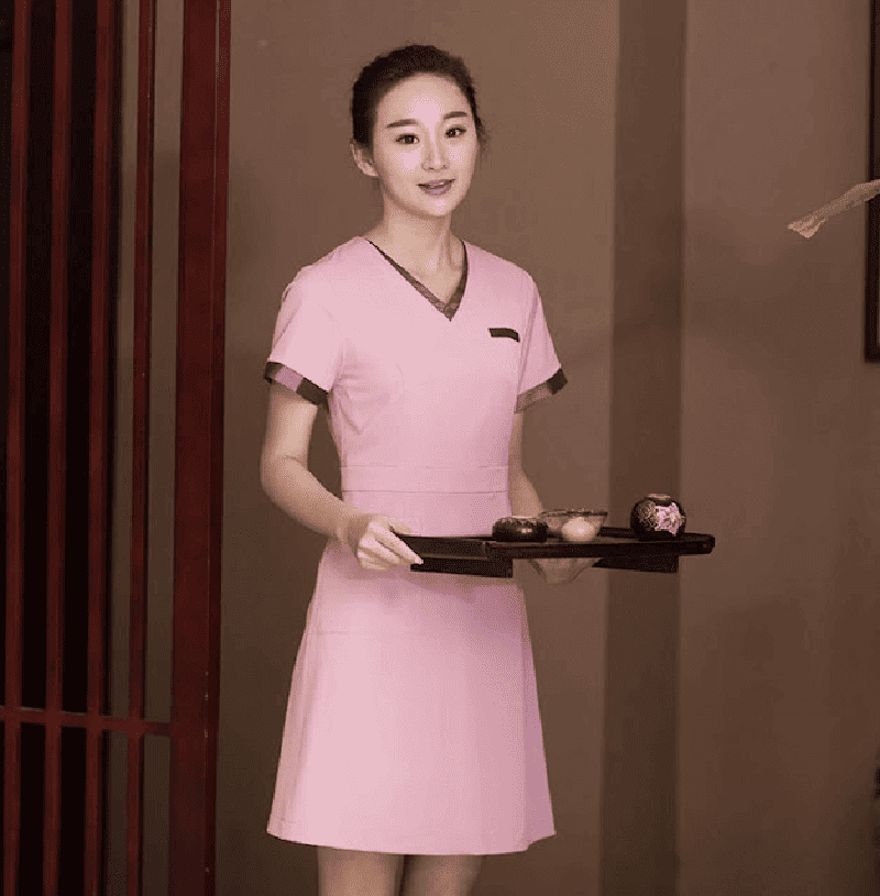 Mẫu váy đồng phục màu hồng tinh tế