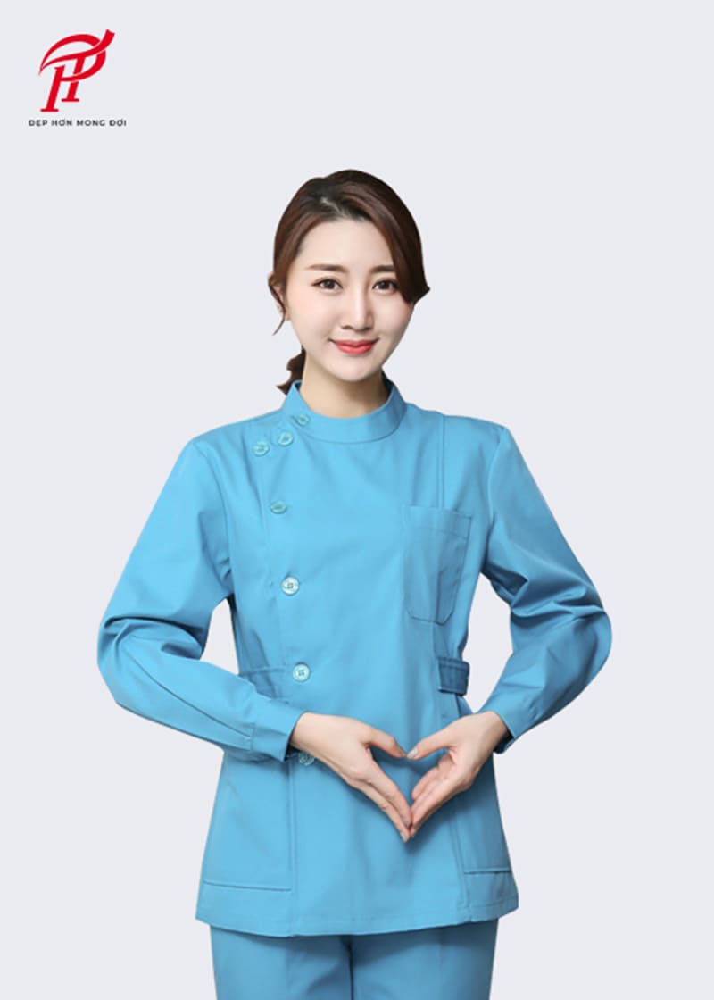 Đồng phục spa xanh da trời nhạt