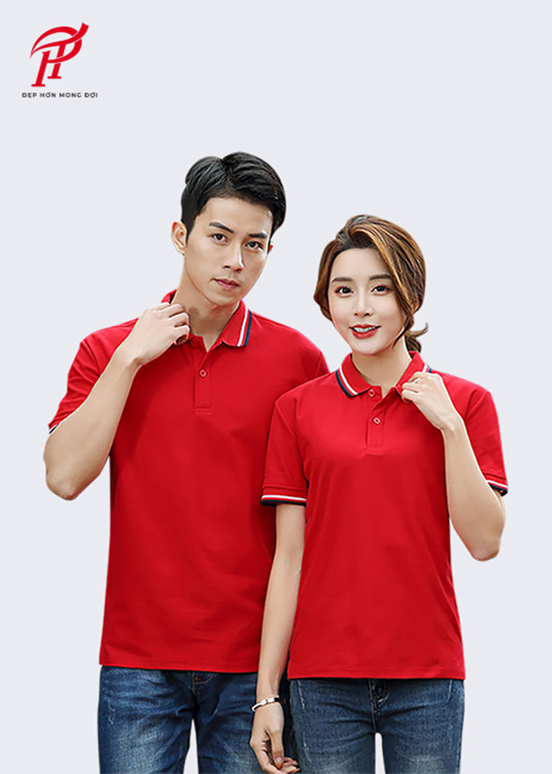 Áo đồng phục polo màu đỏ nổi bật