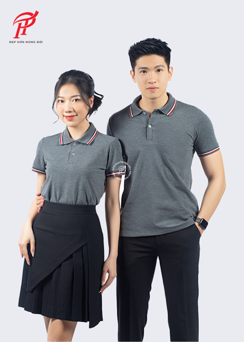 Áo đồng phục polo màu xám thanh lịch