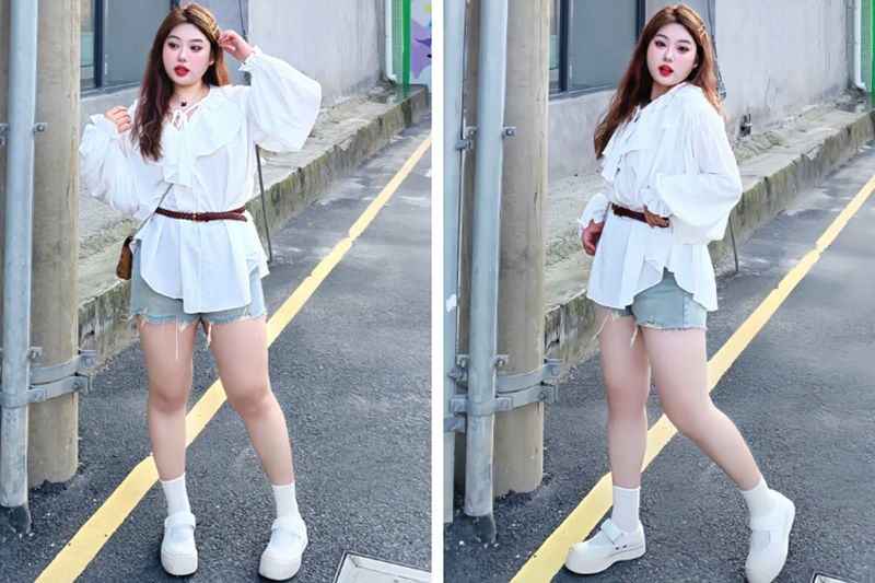 Áo sơ mi dáng rộng kết hợp đai eo giúp bạn che khuyết điểm phần eo hiệu quả