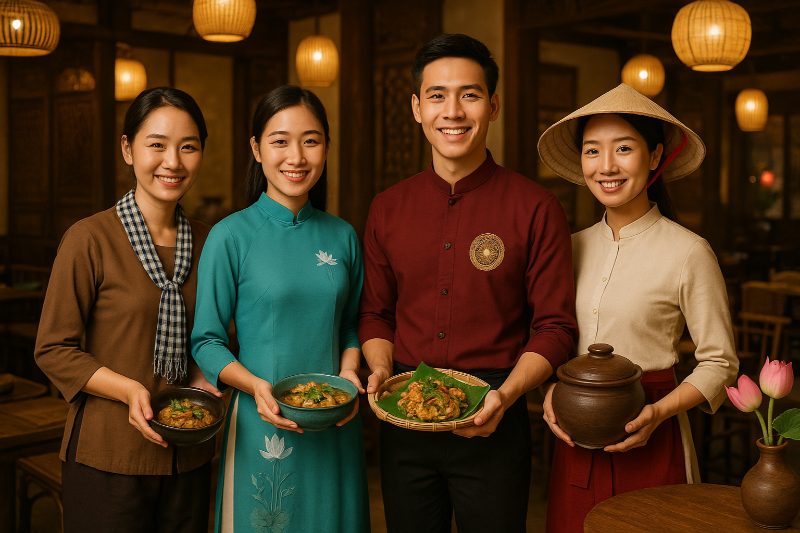 Đồng phục phong cách nhà hàng Việt truyền thống