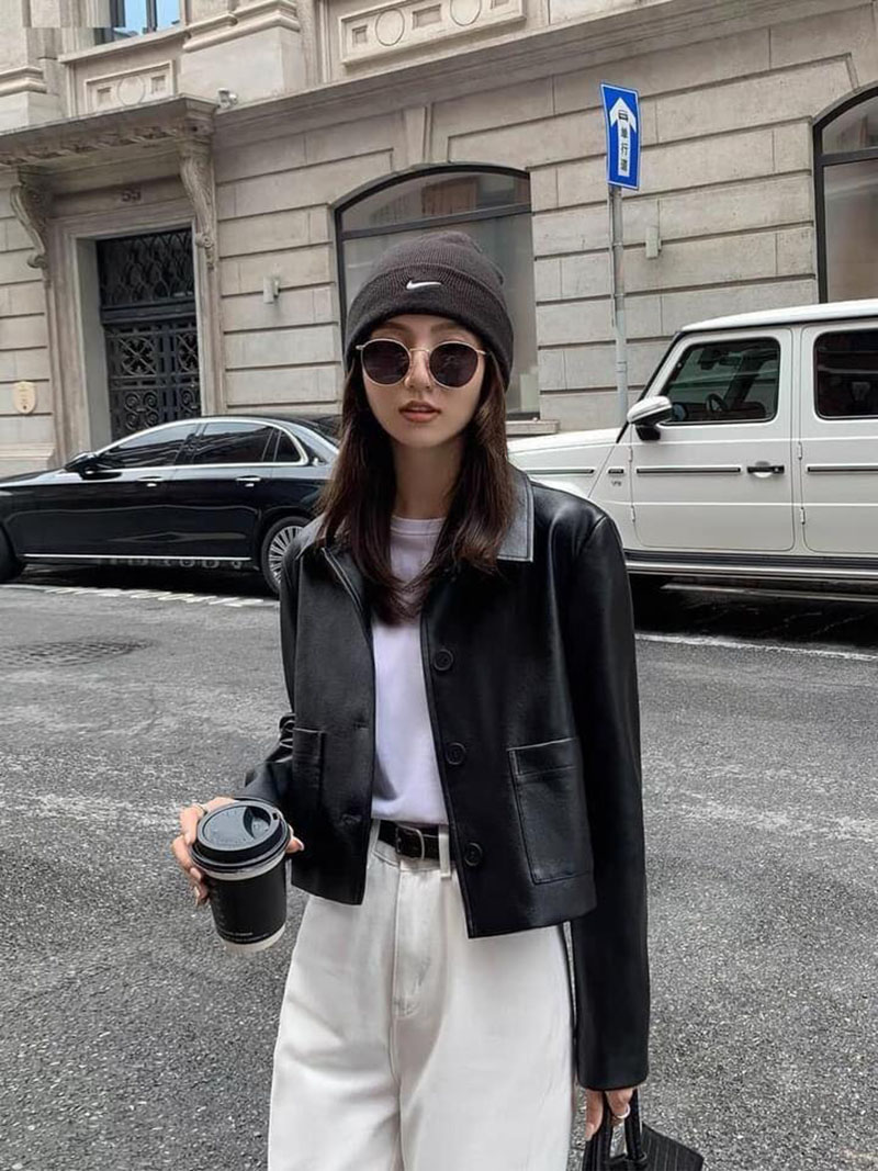 Áo khoác da giúp nâng tầm phong cách thời trang mùa đông