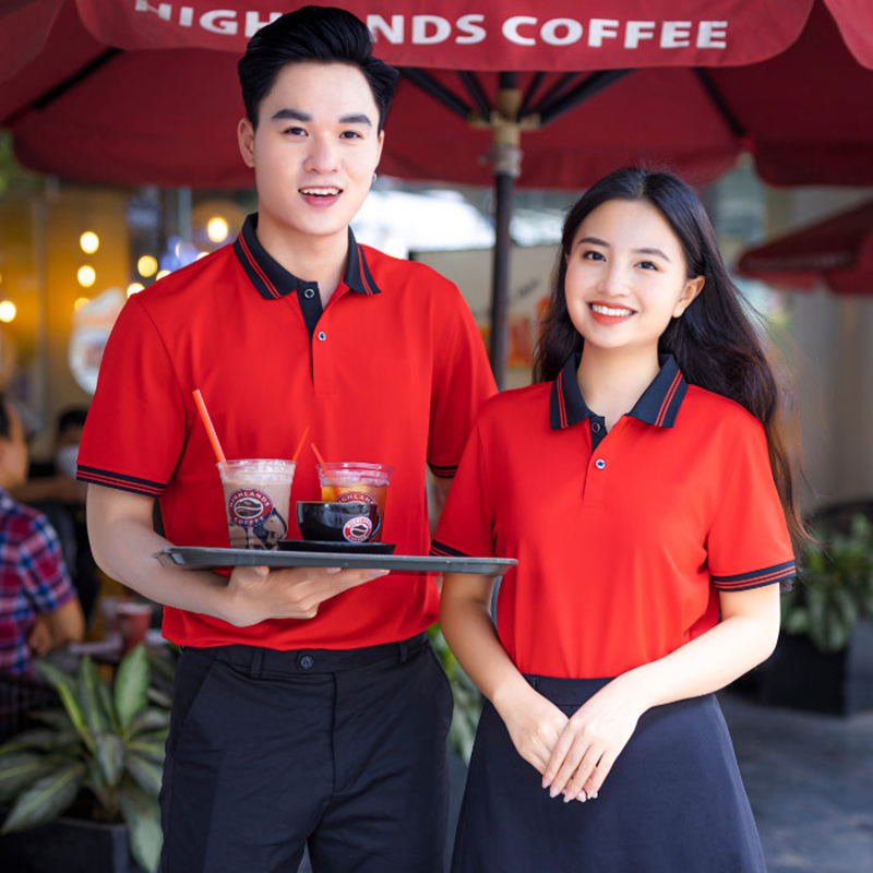 Đồng phục polo đỏ cho quán Highlands Coffee