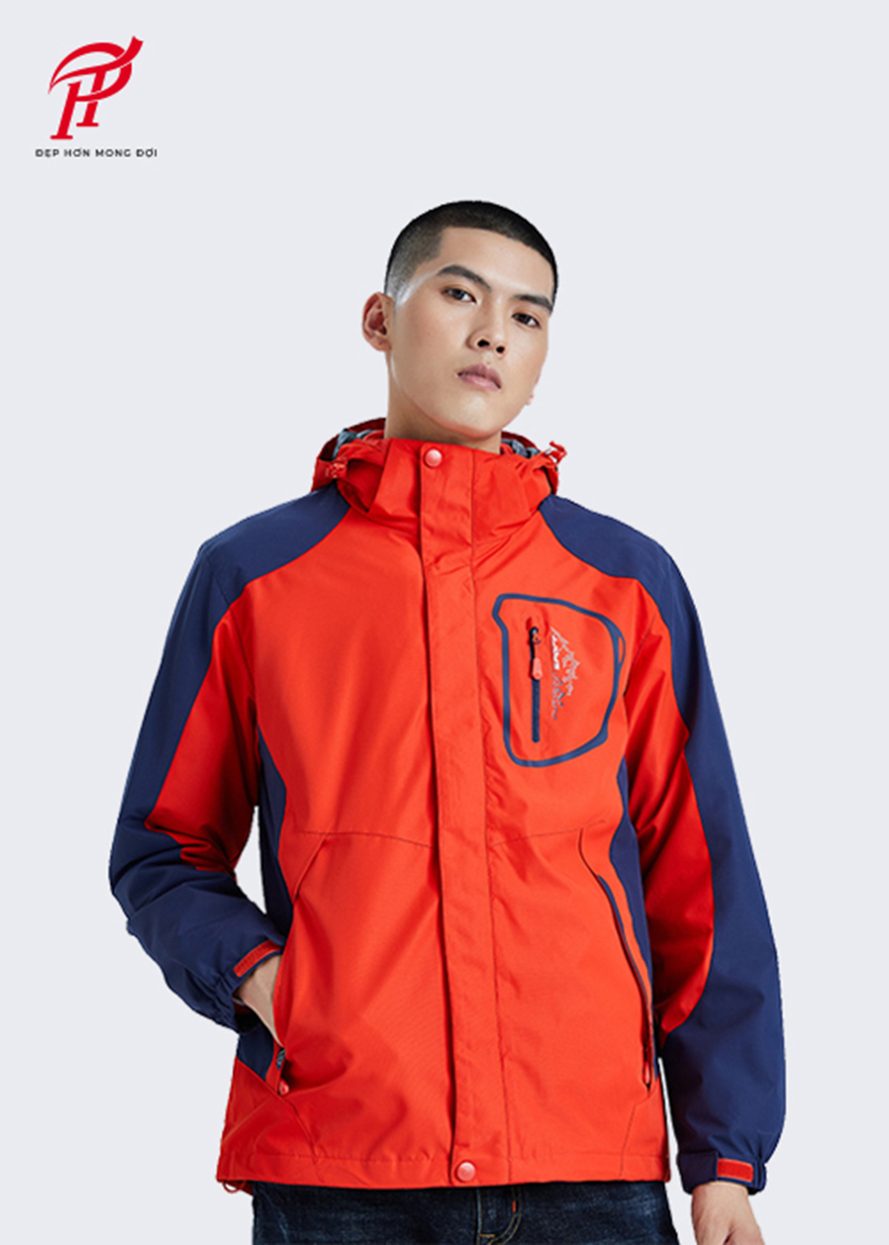 Mẫu áo khoác đồng phục nhân viên cam - xanh