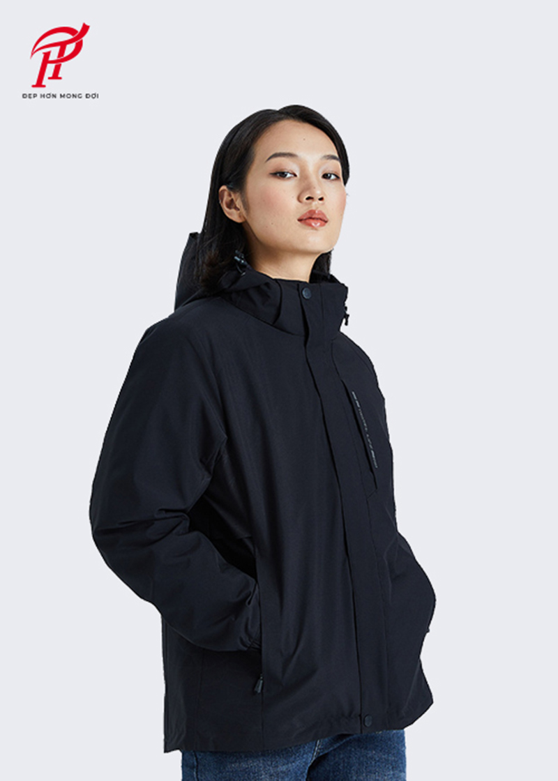 Áo gió đồng phục màu đen đơn giản