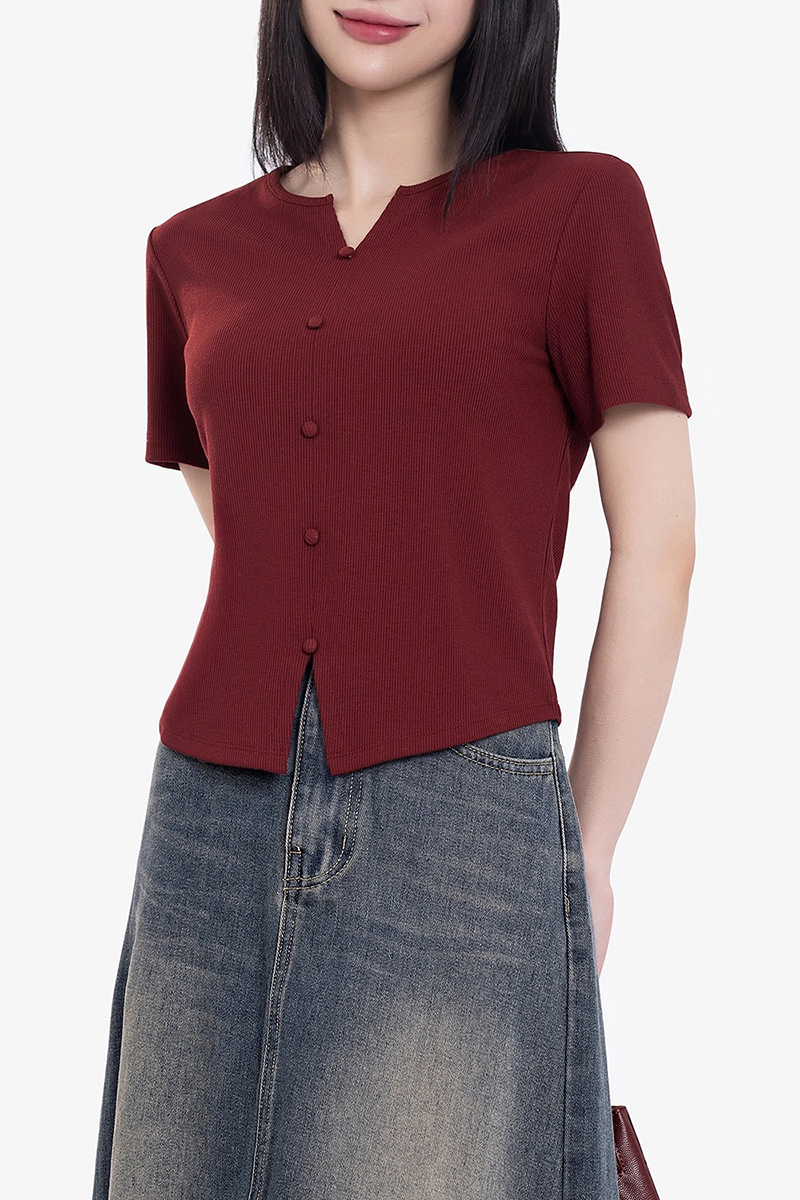 Mẫu áo thun cổ tròn giả sơ mi