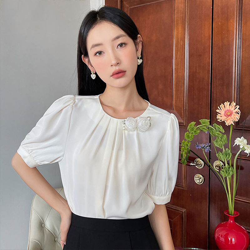 Áo voan cổ tròn tay ngắn