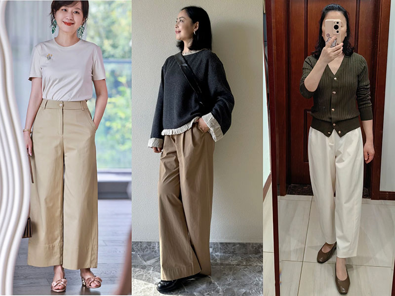 Quần ống suông rộng giúp che khuyết điểm