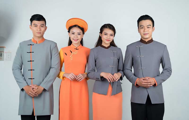 Mẫu đồng phục lễ tân nhà hàng dành cho nam, nữ