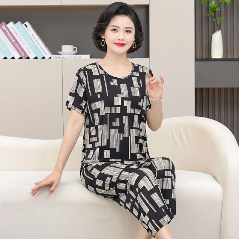 Bộ đồ trung niên đen, xám ngắn mặc ở nhà thoải mái