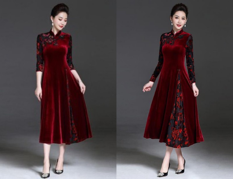 Nhắc đến thời trang phụ nữ tuổi 60 không thể không kể đến đầm nhung 