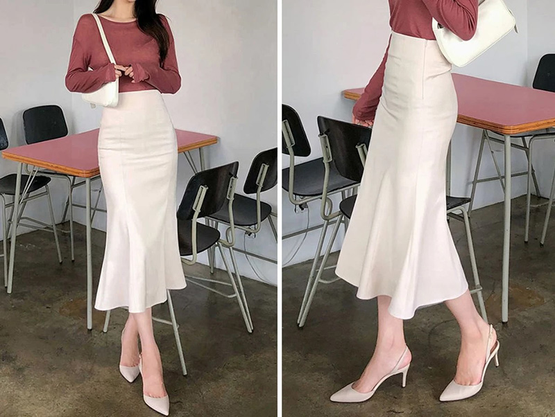 Chọn chân váy cạp cao cho nàng có dáng người nấm lùn