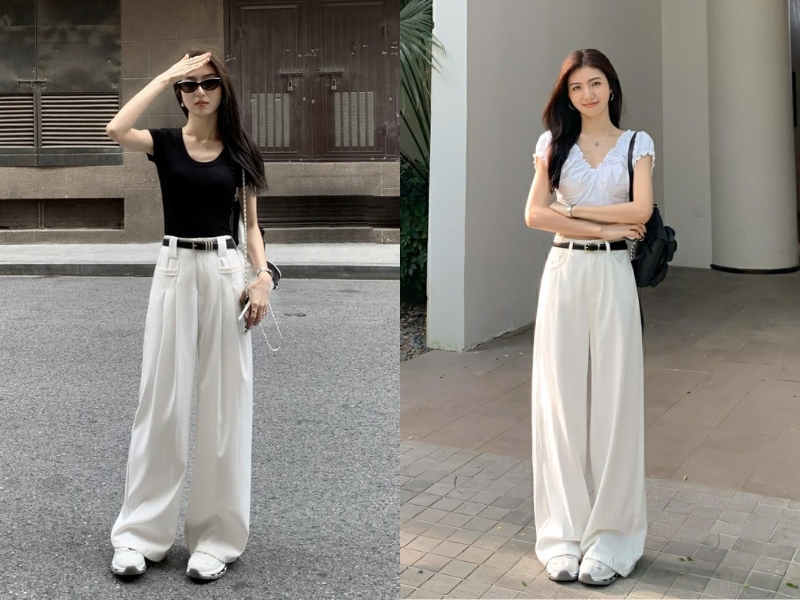 Thanh lịch với áo màu đen hoặc trắng