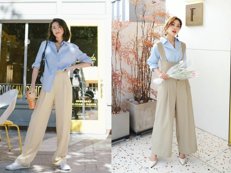 Phối cùng áo màu xanh biển/Xanh Denim