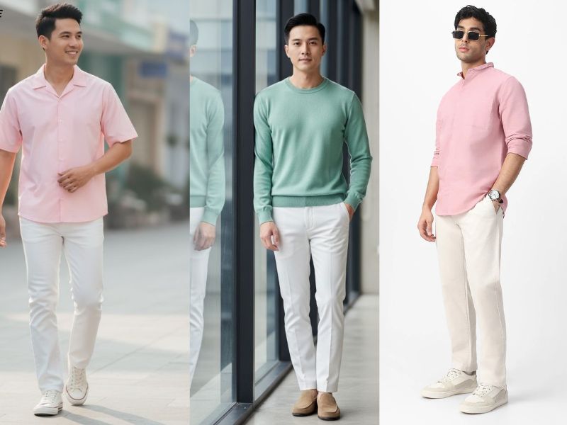 Quần trắng và áo màu Pastel